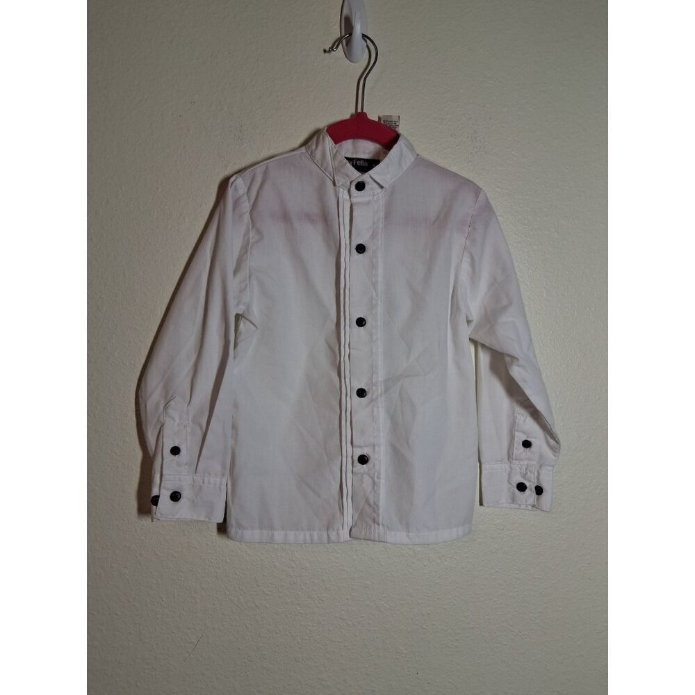 VTG Happy Fella Button Up Shirt Business Casual Semi Formal White Boys Size 4T